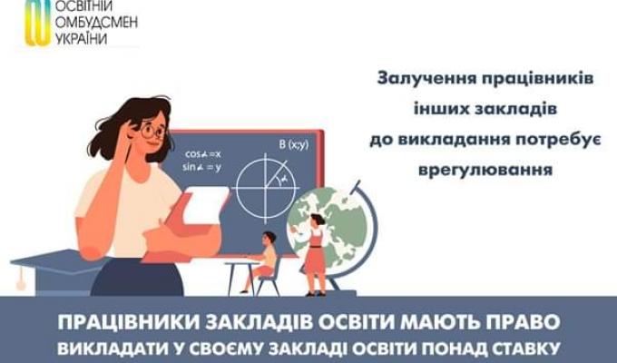 Працівники закладів освіти мають право викладати у своєму закладі освіти понад ставку Працівники закладів освіти мають право викладати у своєму закладі освіти понад ставку