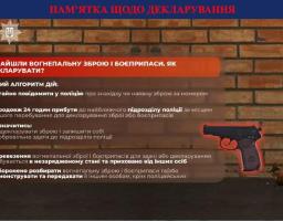 ПАМ'ЯТКА ЩОДО ДЕКЛАРУВАННЯ ЗБРОЇ ВІД ГОЛОВНОГО УПРАВЛІННЯ НАЦІОНАЛЬНОЇ ПОЛІЦІЇ В ЛУГАНСЬКІЙ ОБЛАСТІ